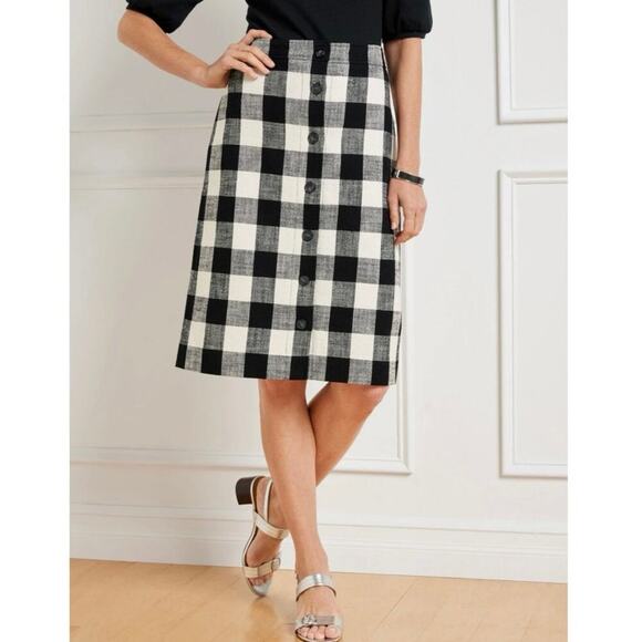 Talbots Dresses & Skirts - NWOT Talbots Textured Cotton Black White Gingham A-line Skirt Women’s size 24W